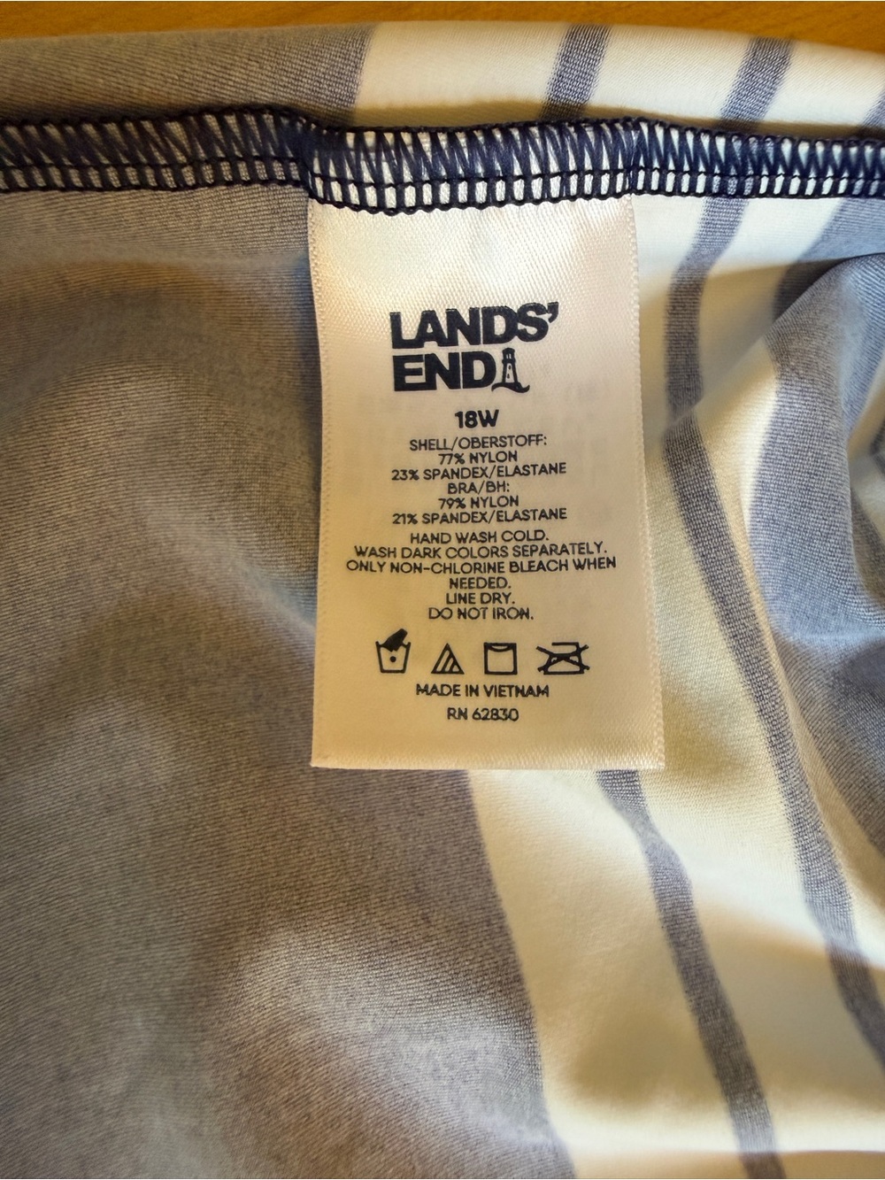 Lands End Chlorine Resistant Square Neck Underwire Tankini Swim Top Navy 18W - Picture 8 of 11